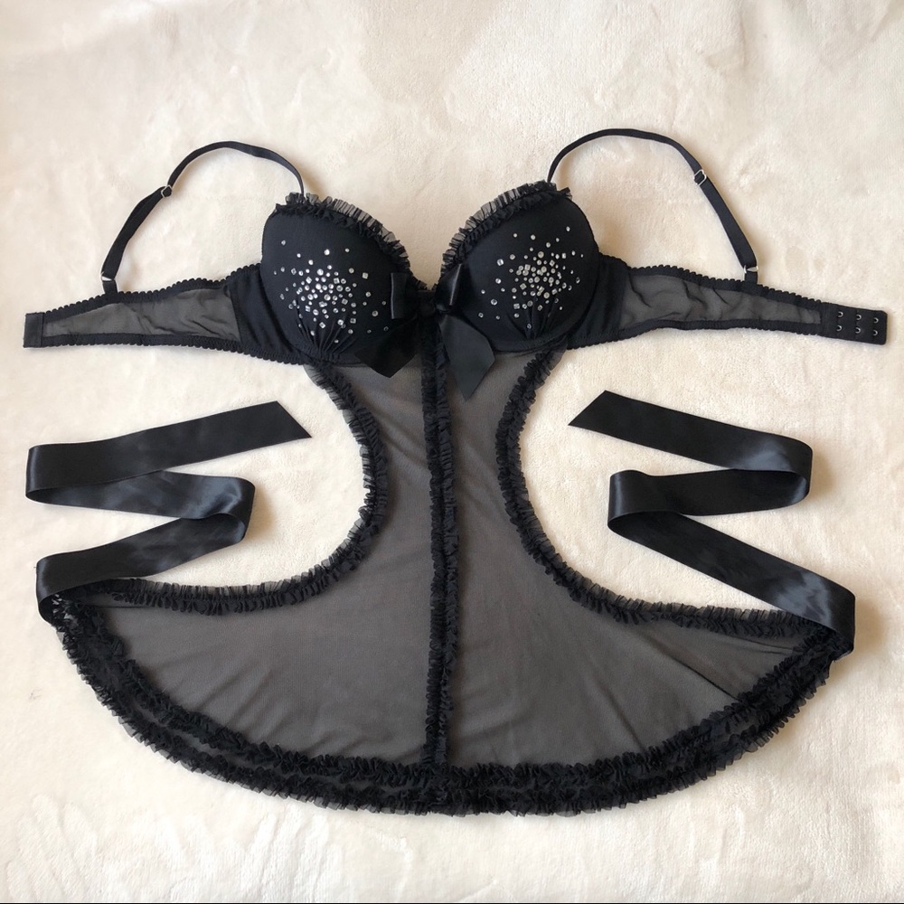 Victoria’s Secret Black Rhinestone Lingerie 36C